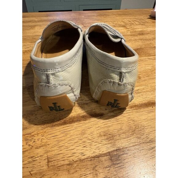 Ralph Lauren Camile Leather Loafer Old Money Quiet Luxury Grey Snakeskin Size 7B - Picture 8 of 9